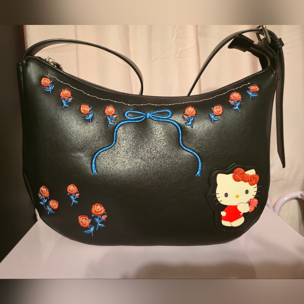 Hello Kitty Black Embroidered Women's Bag